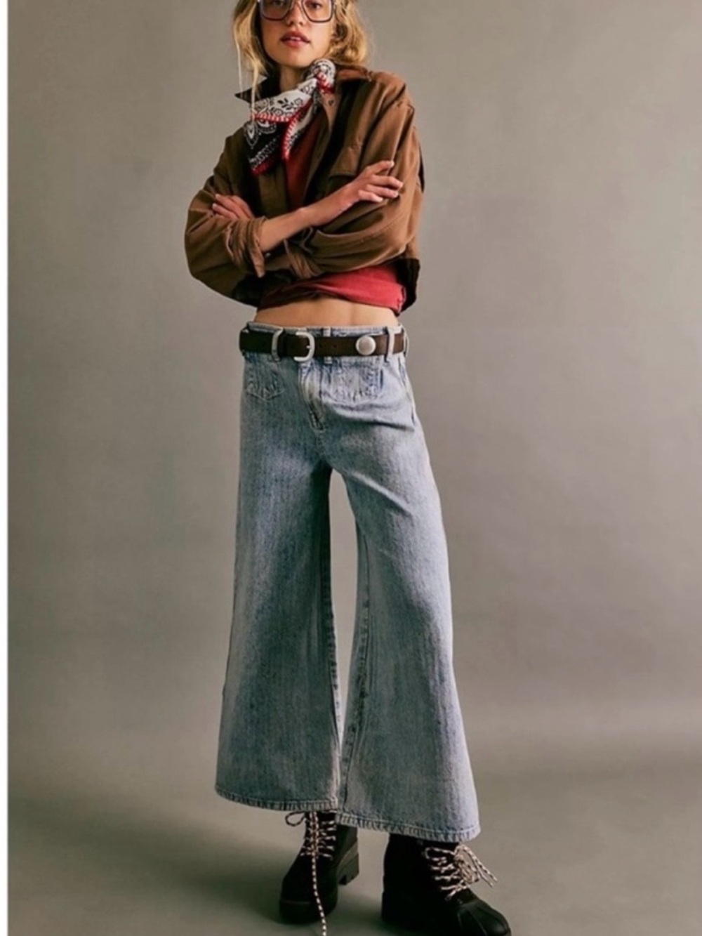 🔥🔥We the Free Brette Denim Striped Crop Pant in Love Affair Color - Picture 5 of 8